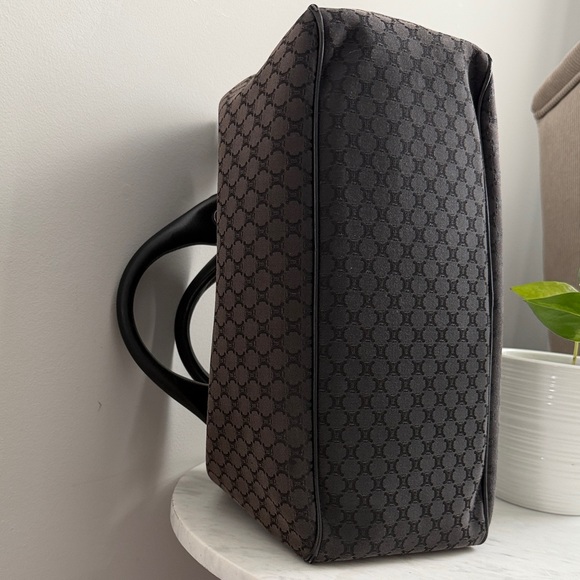 Celine Vintage CELINE Macadam Canvas Boogie Hand Bag Dark Brown Black Silver - Picture 5 of 13